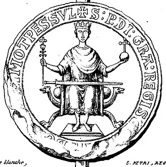 Gravura de um selo de Pedro II (c. 1196–1213).[19]