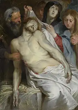 Lamentação de Cristo por Peter Paul Rubens (1618), no Museu Real de Belas Artes de Antuérpia.