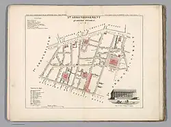 Mapa do Quartier Feydeau no antigo 2.º arrondissement en 1834.