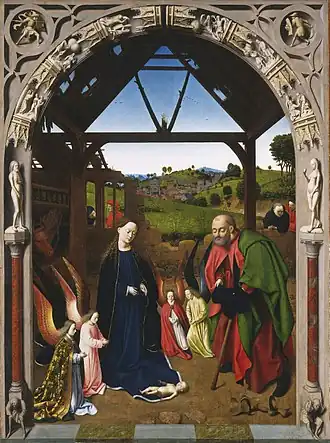 Petrus Christus, Natividade, óleo sobre painel, 127,6 cm x 94,9 cm, Galeria Nacional de Arte, Washington, D.C.