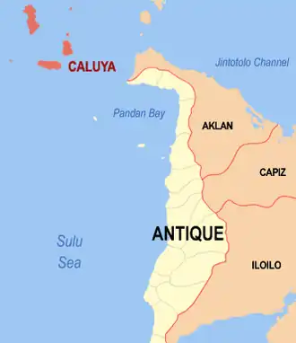 Caluya na Antique Coordenadas : 11°55'55"N, 121°32'53"E