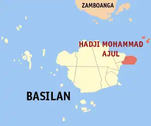 Hadji Mohammad Ajul na Basilan Coordenadas : 6°38'32.78"N, 122°16'21.42"E