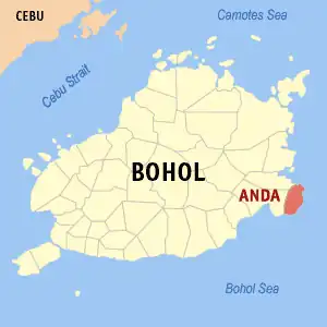 Anda na Bohol Coordenadas : 9°44'38"N, 124°34'34"E