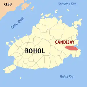 Candijay na Bohol Coordenadas : 9°49'5"N, 124°29'46"E