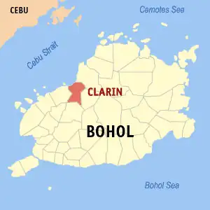 Clarin na Bohol Coordenadas : 9°58'N, 124°1'E