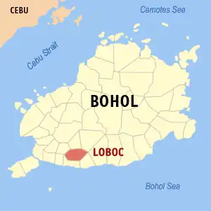 Loboc na Bohol Coordenadas : 9°38'N, 124°2'E