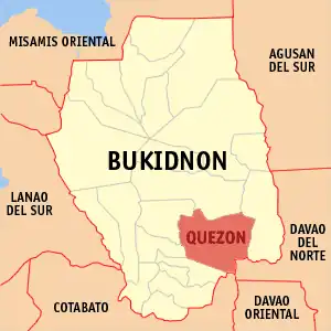 Quezon na Bukidnon Coordenadas : 7°43'50"N, 125°6'0"E