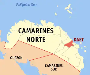 Daet na Camarines Norte Coordenadas : 14°6'51"N, 122°57'23"E