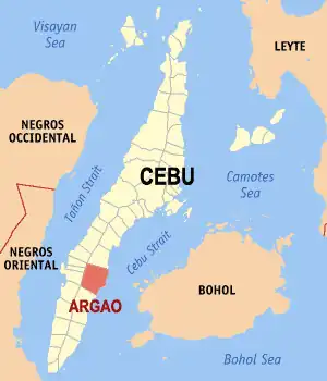 Argao na Cebu Coordenadas : 9°53'N, 123°36'E