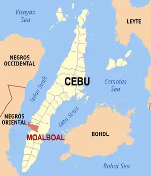 Moalboal na Cebu Coordenadas : 9°57'N, 123°24'E