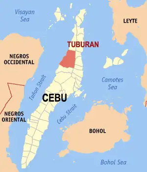 Tuburan na Cebu Coordenadas : 10°44'N, 123°50'E
