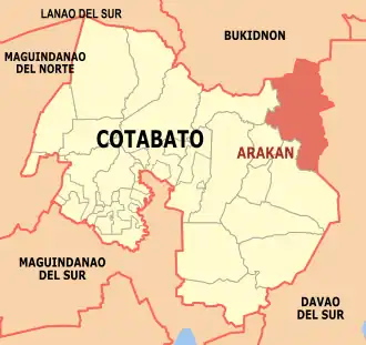Arakan na Cotabato Coordenadas : 7°21'9.65"N, 125°7'43.21"E