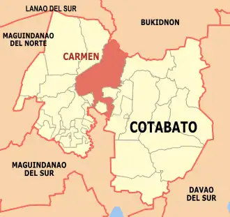 Carmen na Cotabato Coordenadas : 7°12'15.79"N, 124°47'41.70"E