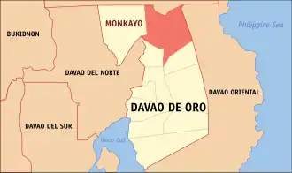 Monkayo na Dábau de Ouro Coordenadas : 7°49'26"N, 126°3'13"E