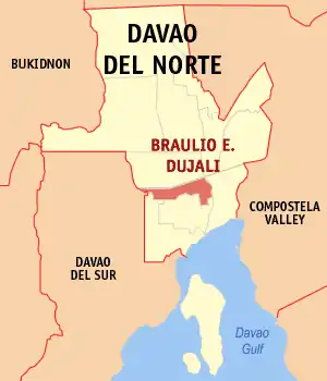 Braulio E. Dujali na Dábau do Norte Coordenadas : 7°27'3.76"N, 125°41'18.95"E