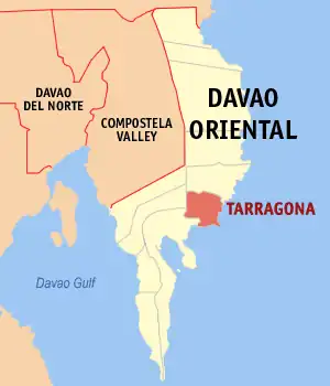 Tarragona na Dábau Oriental Coordenadas : 7°2'56.76"N, 126°26'49.49"E