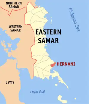 Hernani na Samar Oriental Coordenadas : 11°19'26"N, 125°37'5"E
