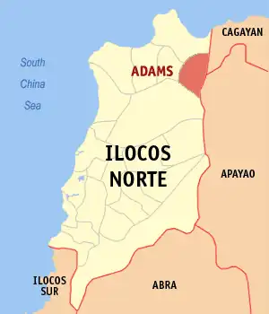 Adams na Ilocos Norte Coordenadas : 18°27'41.11"N, 120°54'7.57"E