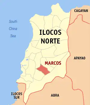 Marcos na Ilocos Norte Coordenadas : 18°2'40"N, 120°40'43"E