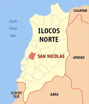 San Nicolas na Ilocos Norte Coordenadas : 18°10'23"N, 120°35'38"E