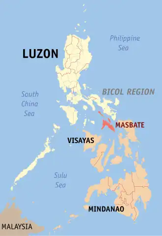Masbate na Bicolândia Coordenadas : 12°16'N, 123°35'E