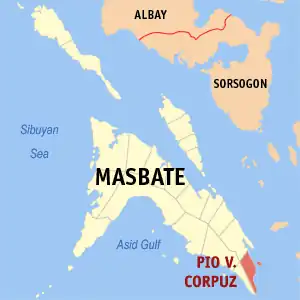 Pio V. Corpus na Masbate Coordenadas : 11°53'1"N, 124°2'59"E