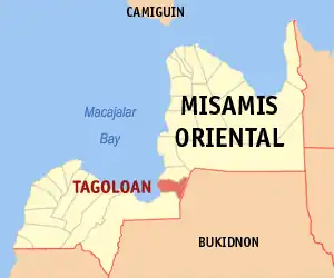 Tagoloan na Misamis Oriental Coordenadas : 8°32'N, 124°45'E