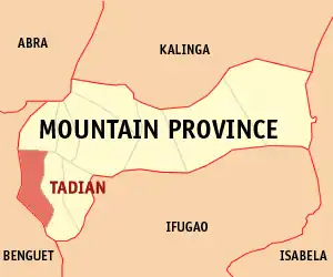 Tadian na Província da Montanha Coordenadas : 16°59'46"N, 120°49'15"E