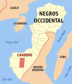 Candoni na Negros Ocidental Coordenadas : 9°49'N, 122°36'E