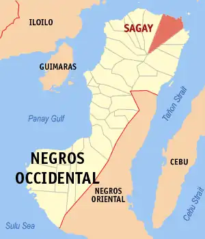 Sagay na Negros Ocidental Coordenadas : 10°54'N, 123°25'E