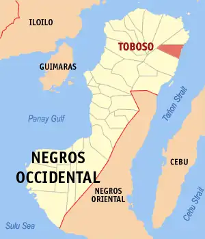 Toboso na Negros Ocidental Coordenadas : 10°43'N, 123°31'E