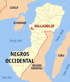 Valladolid na Negros Ocidental Coordenadas : 10°28'N, 122°50'E