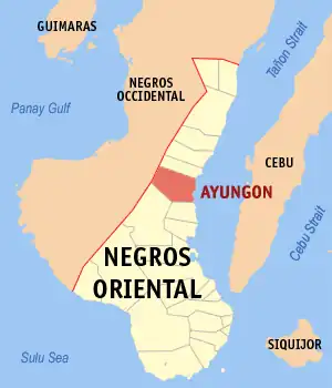 Ayungon na Negros Oriental Coordenadas : 9°51'30.24"N, 123°8'48.33"E