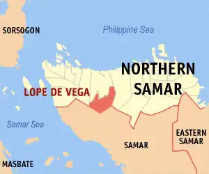 Lope de Vega na Samar do Norte Coordenadas : 12°17'53.88"N, 124°37'25.68"E