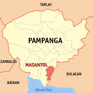 Masantol na Pampanga Coordenadas : 14°54'N, 120°43'E