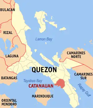 Catanauan na Quezon Coordenadas : 13°35'30"N, 122°19'30"E