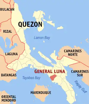 General Luna na Quezon Coordenadas : 13°41'17"N, 122°10'15"E