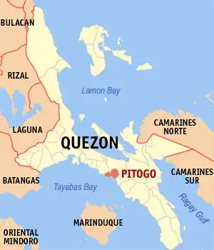 Pitogo na Quezon Coordenadas : 13°46'59"N, 122°5'17"E
