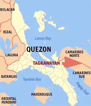 Tagkawayan na Quezon Coordenadas : 13°58'N, 122°32'E