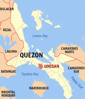 Unisan na Quezon Coordenadas : 13°50'28.75"N, 121°58'30.79"E