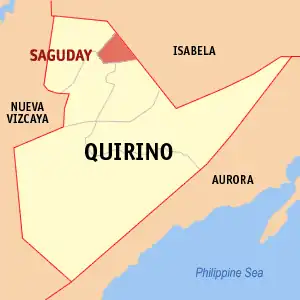 Saguday na Quirino Coordenadas : 16°32'22"N, 121°33'49"E