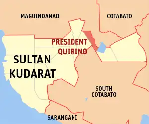 Presidente Quirino na Sultan Kudarat Coordenadas : 6°42'N, 124°44'E