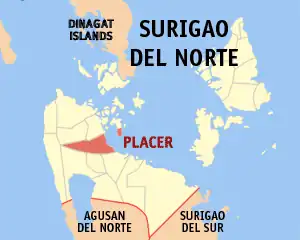 Placer na Surigao do Norte Coordenadas : 9°39'25.3"N, 125°36'5.8"E