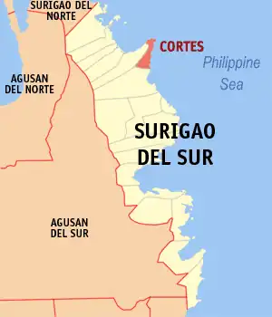 Cortes na Surigao do Sul Coordenadas : 9°16'31"N, 126°11'28"E