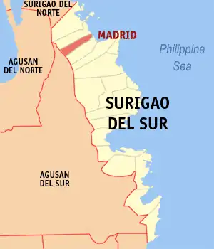 Madrid na Surigao do Sul Coordenadas : 9°15'43"N, 125°57'53"E