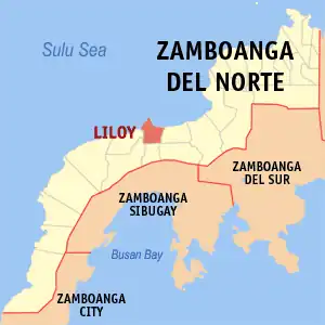Liloy na Zamboanga do Norte Coordenadas : 8°7'22"N, 122°40'25"E