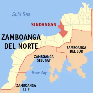Sindangan na Zamboanga do Norte Coordenadas : 8°14'19"N, 122°59'55"E