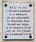 N° placa&nbsp;3 em homenagem a Jean Rousseau e Claude Vié.