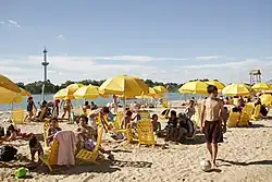 Praia artificial no Lago Lugano