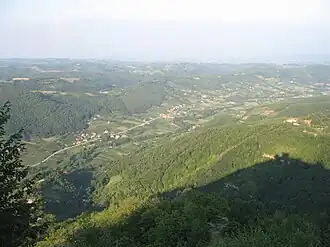 Vue de Milentija depuis la forteresse de Koznik